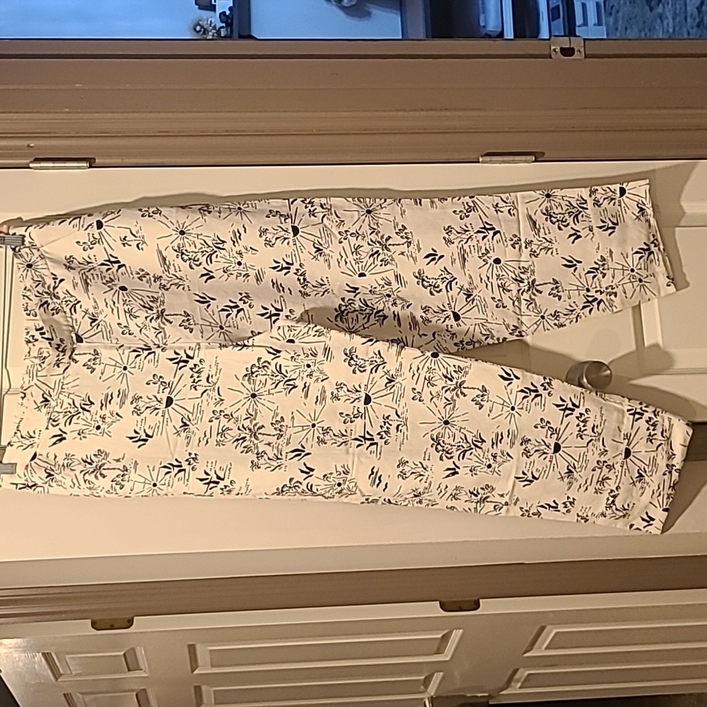 Free people linen blend beach print casual pants